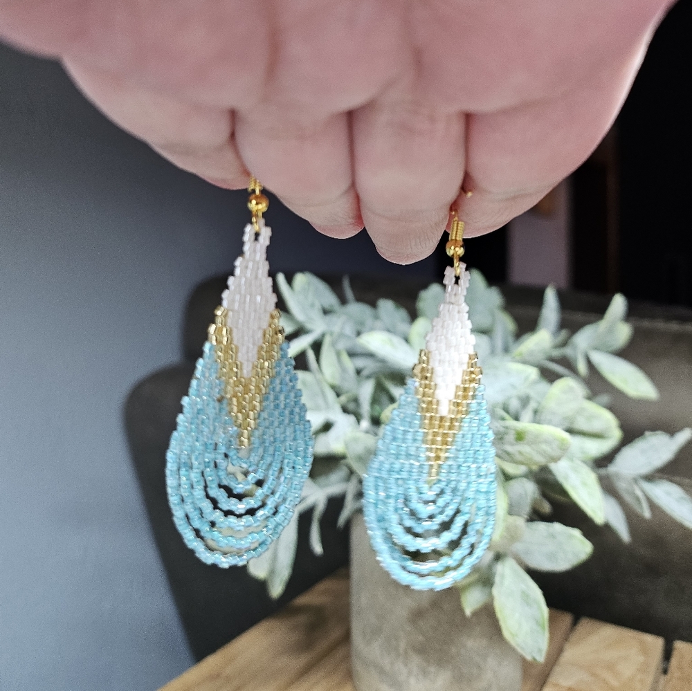 Handmade Beaded Looped Fringe Earrings - Loiuse